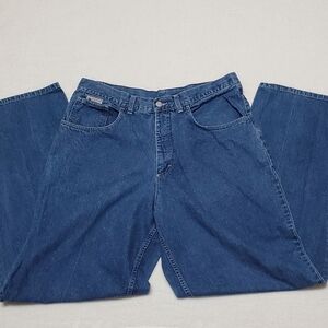 VINTAGE 90s Iceberg Italian Glitter Mod Wash Extra High Rise Loose Fit Jeans 38